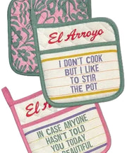El Arroyo Marquee Pot Holders (Set of 2) - Stir the Pot (PTH006)