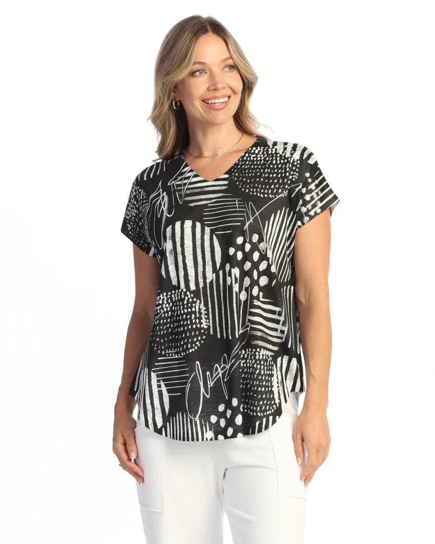 Jess & Jane Zippy  Short Sleeve V-Neck Tunic (60-2198)