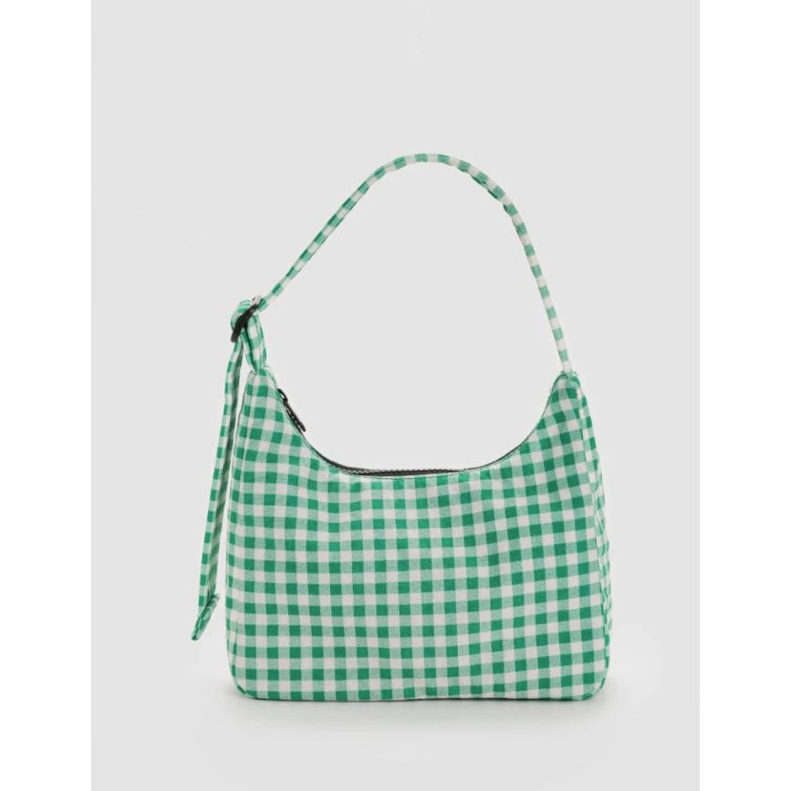 Baggu Mini Nylon Shoulder Bag - Green Gingham