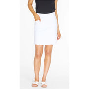 Multiples Pull-On 4 Pocket Fringe Hem Jean Skort (2 Colors)