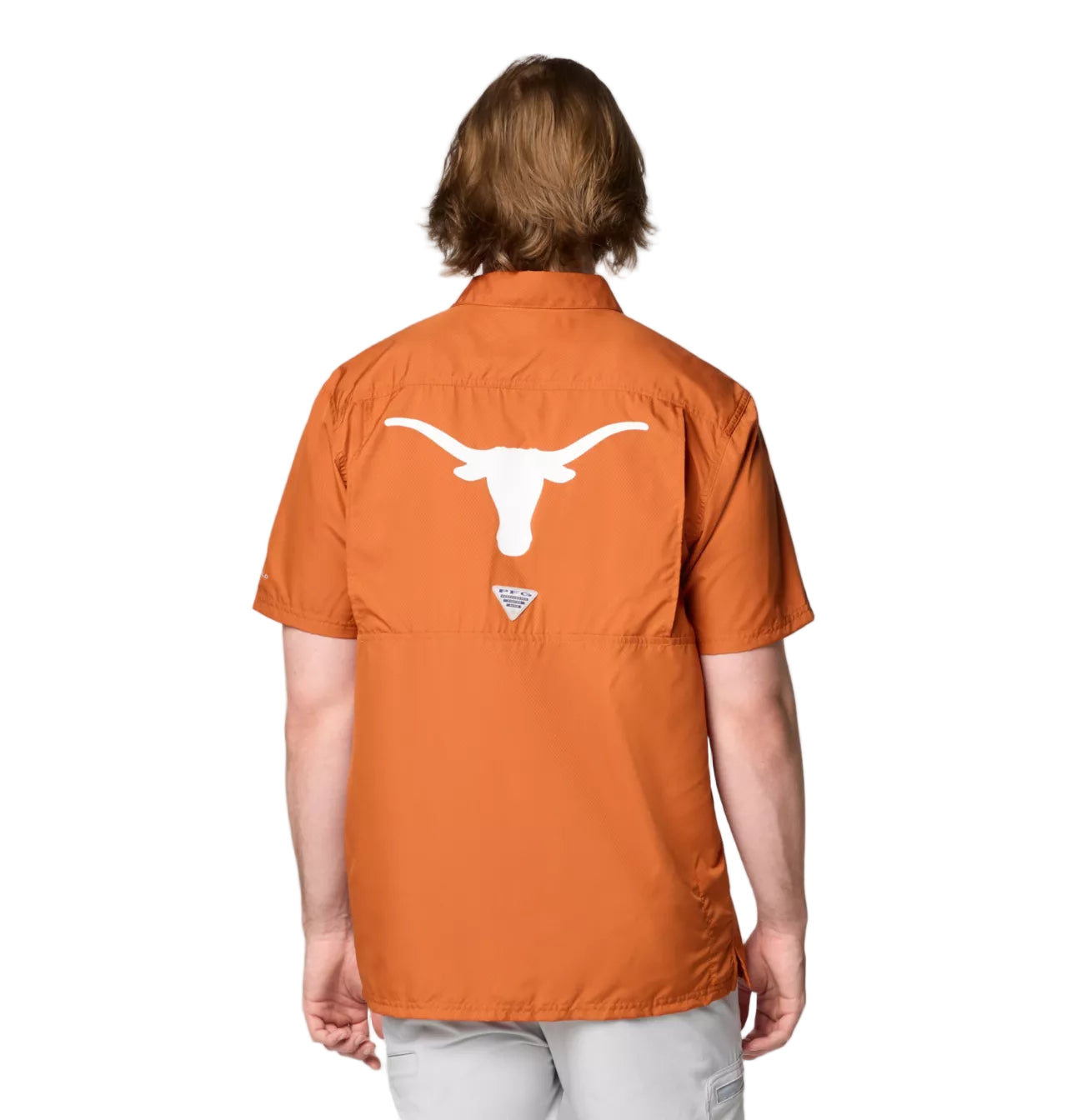Texas Longhorn Columbia Men's Slack Tide Large Logo Back Camp Shirt (CEDAR)