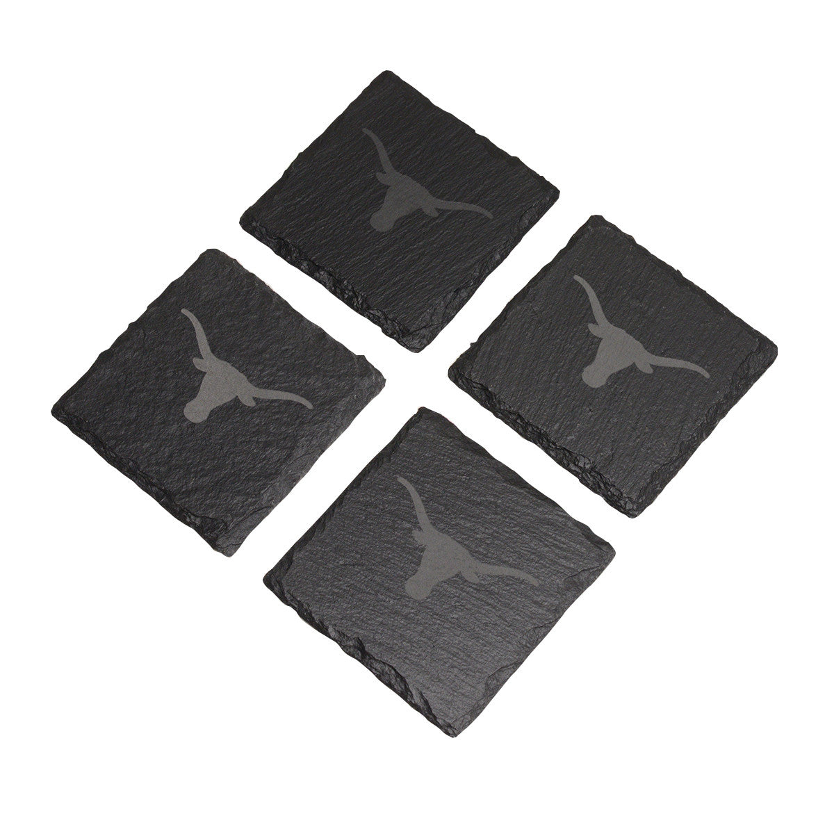 Texas Longhorn Slate Etched Logo Coasters (Set of 4) (SLCST-SINGLE-LOGO))