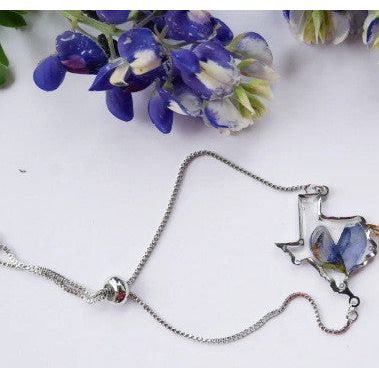 Remedy Designs Silver Pressed Texas Bluebonnet Bracelet