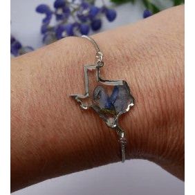 Remedy Designs Silver Pressed Texas Bluebonnet Bracelet
