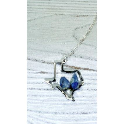 Remedy Designs Silver Pressed Texas Bluebonnet Necklace