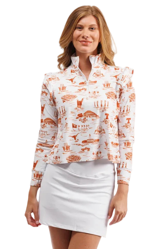 Texas Longhorn Smith And Quinn Grayson Crop  Quarter Zip (30008) (Burnt Orange/White)