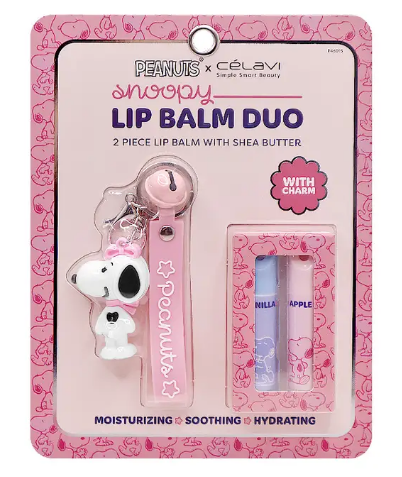 Celavi x Peanuts Snoopy Lip Balm Duo & Charm Keychain