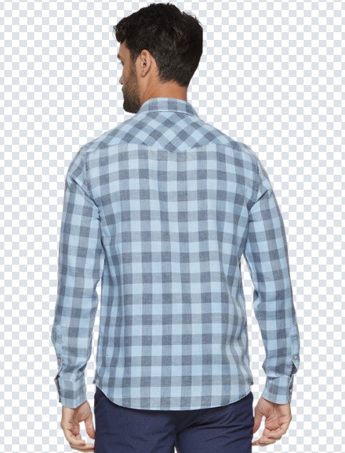 Texas Longhorn Flag & Anthem Men's Cabot Vintage Soft Western Shirt (101-WS1390)(Blue/Black)