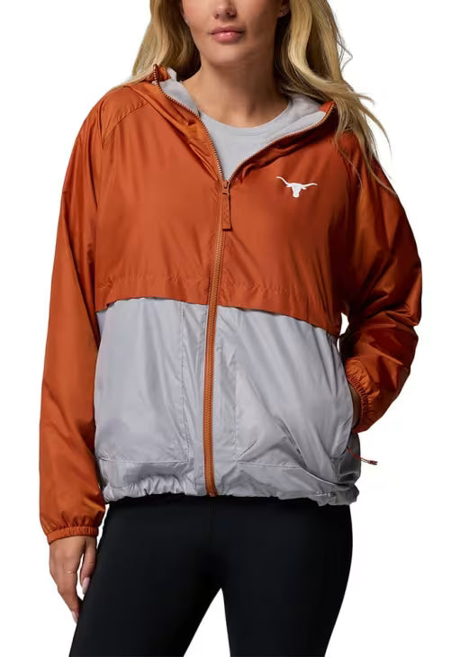 Texas Longhorn Columbia Women's Spark Valley Lined Hooded Windbreaker Jacket (CEDAR/GRY)
