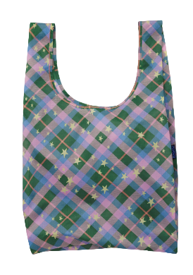 Baggu Standard Reusable Bag - Green Star Plaid
