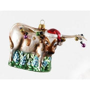 One Hundred 80 Degrees Glass Steer with Lights Ornament