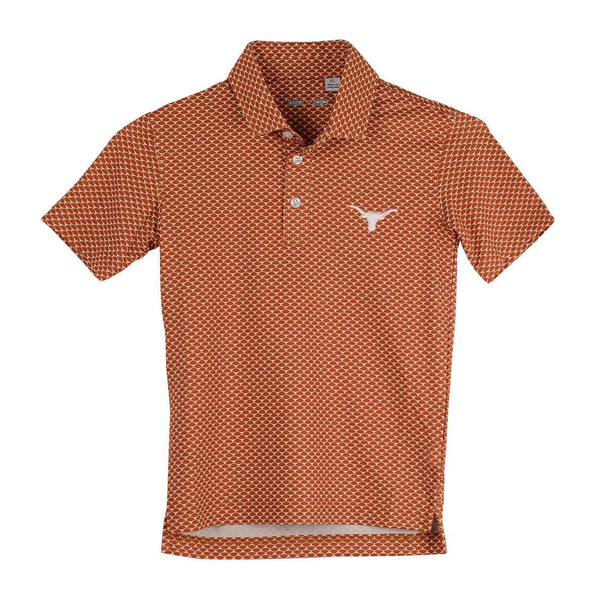 Texas Longhorn 40 Acres Youth Steerhead Embroidered Polo (CP36STERRHEAD-YOUTH) BO/WHT