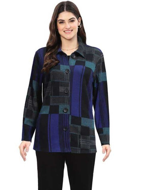 Parsley & Sage Steffi Geo Print Shirt (BLK/BLU)