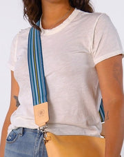 Consuela Chambray Stripe Wide Woven Crossbody Strap