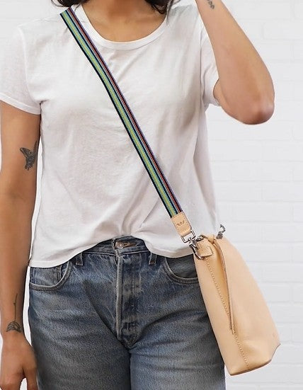 Consuela Black Stripe Slim Webbing Crossbody Strap (9036)