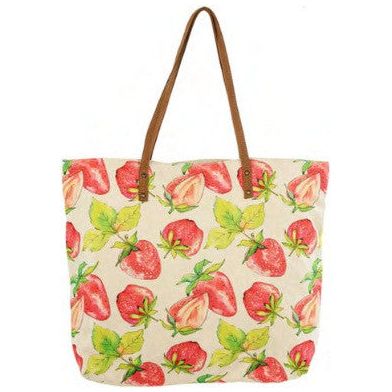 Cott N Curls Strawberries Tote