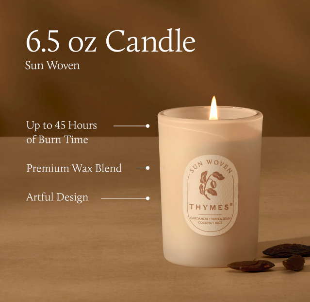 Thymes The Hours Edit Sun Woven Boxed Candle