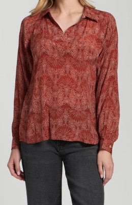 APNY Half Placket Pullover Terracotta Shirt