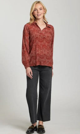 APNY Half Placket Pullover Terracotta Shirt