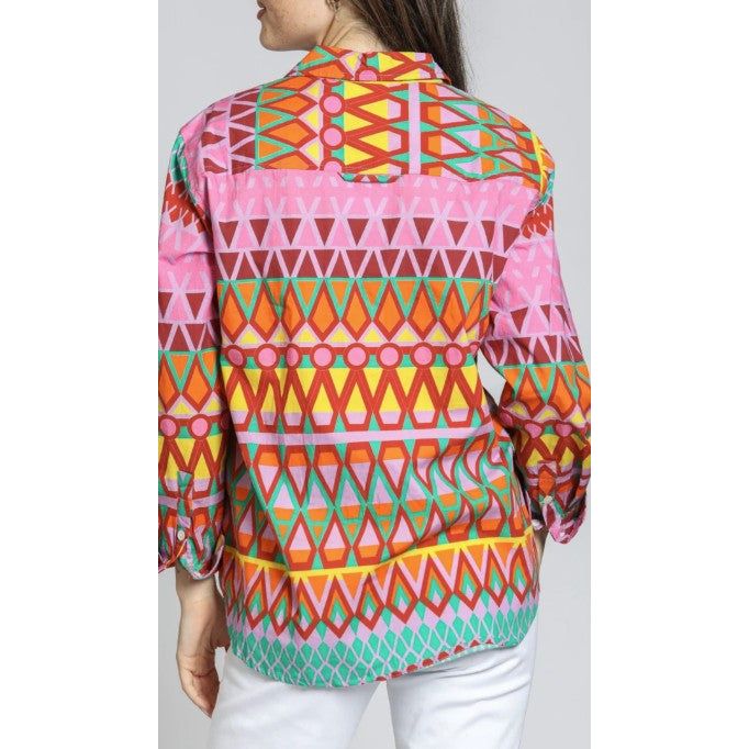 APNY Pink Geometric Print Boyfriend Shirt