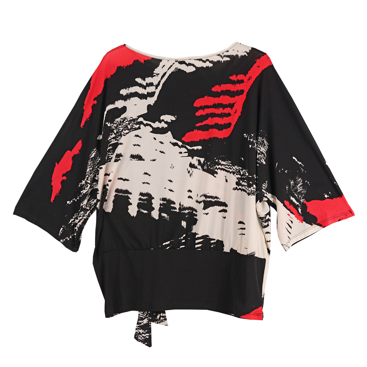 Clara Sun Woo Abstract Print  Side Tie Top Dolman  Sleeve (T207P24)