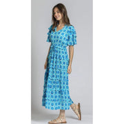 APNY Turquoise Print Ruffle Tiered Maxi Dress