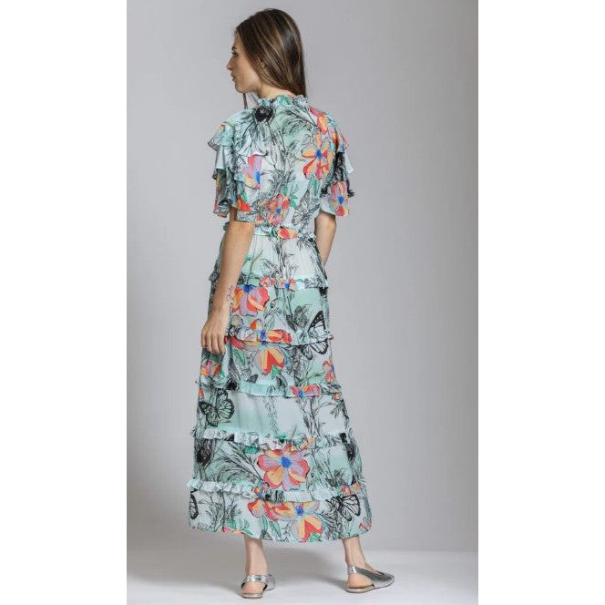 APNY Butterfly Oasis Ruffle & Tiered Maxi Dress