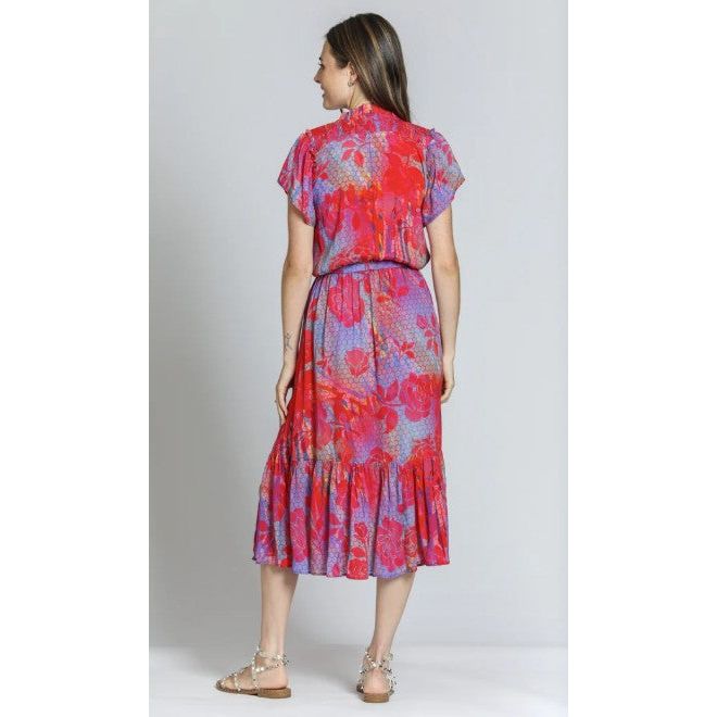 APNY Smocked Shoulder Detail Tie Front Dress