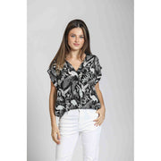 APNY Black & White Tropical Bird Print Blouse