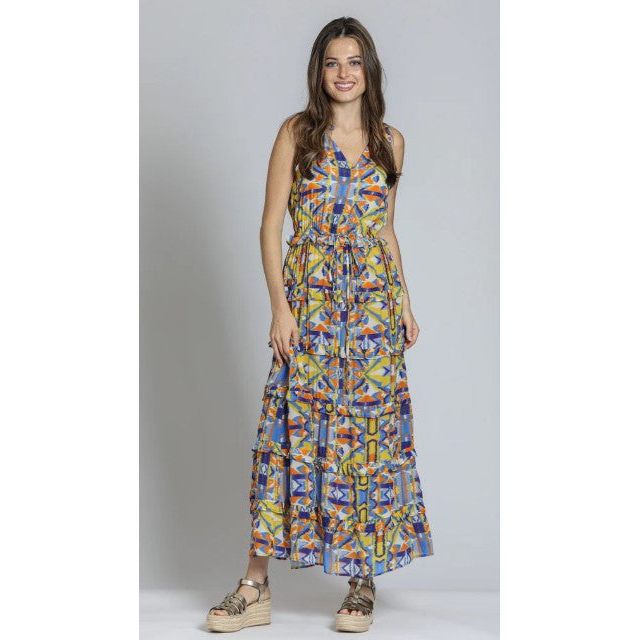 APNY Sleeveless Print Tiered Maxi Dress