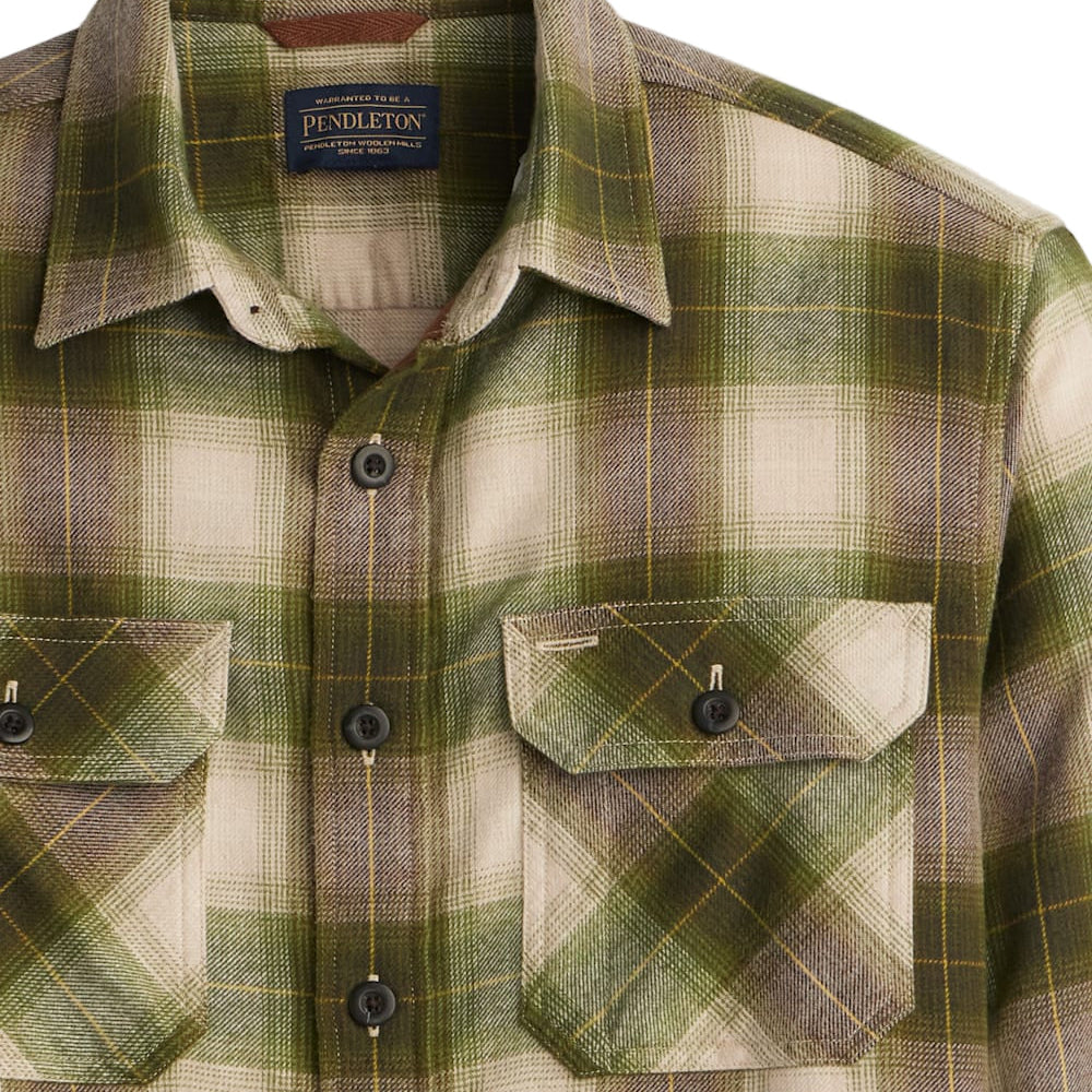 Pendleton Men's Burnside Cotton Flannel Tan Olive Plaid Shirt