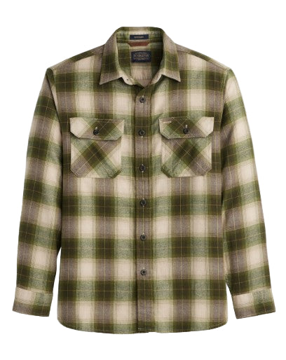 Pendleton Men's Burnside Cotton Flannel Tan Olive Plaid Shirt