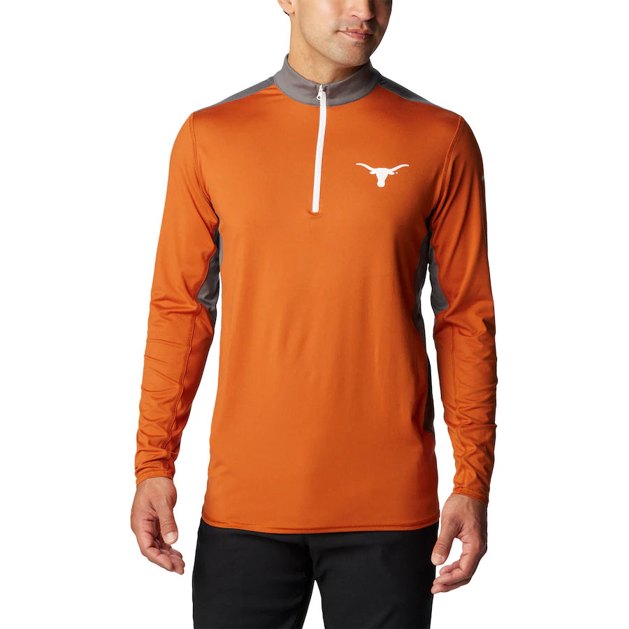 Texas Longhorn Columbia Men's Tech Trail 1/4 Zip Pullover (CEDAR/GRY)