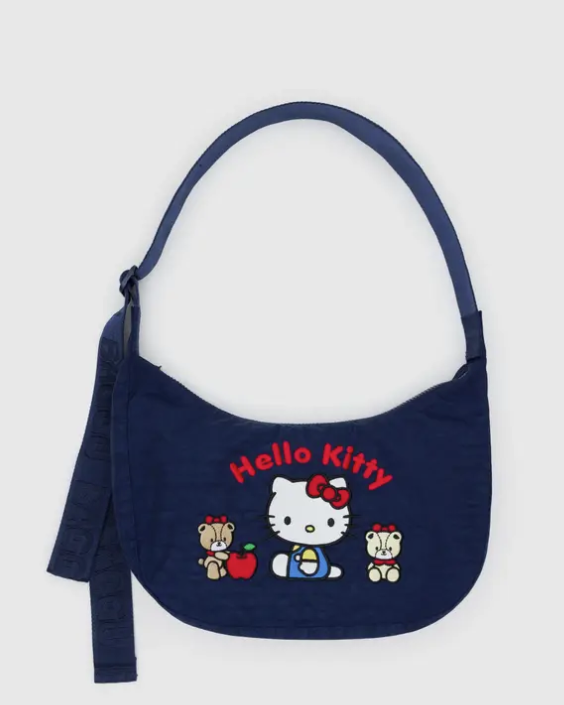 Baggu Medium Crescent Bag - Embroidered Hello Kitty & Teddy