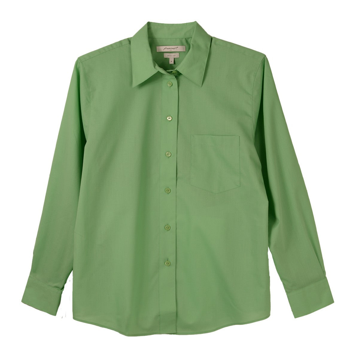 Foxcroft Long Sleeve CVC Solid Green Tea Shirt