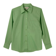 Foxcroft Plus Long Sleeve CVC Solid Green Tea Shirt