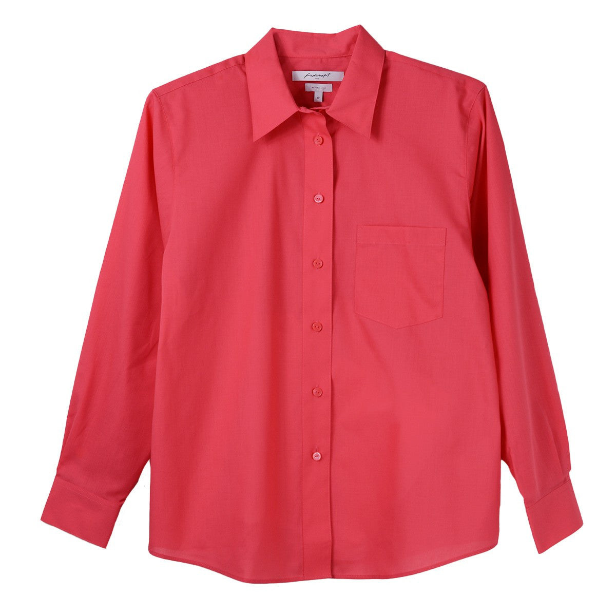 Foxcroft Plus Long Sleeve CVC Solid Watermelon Shirt