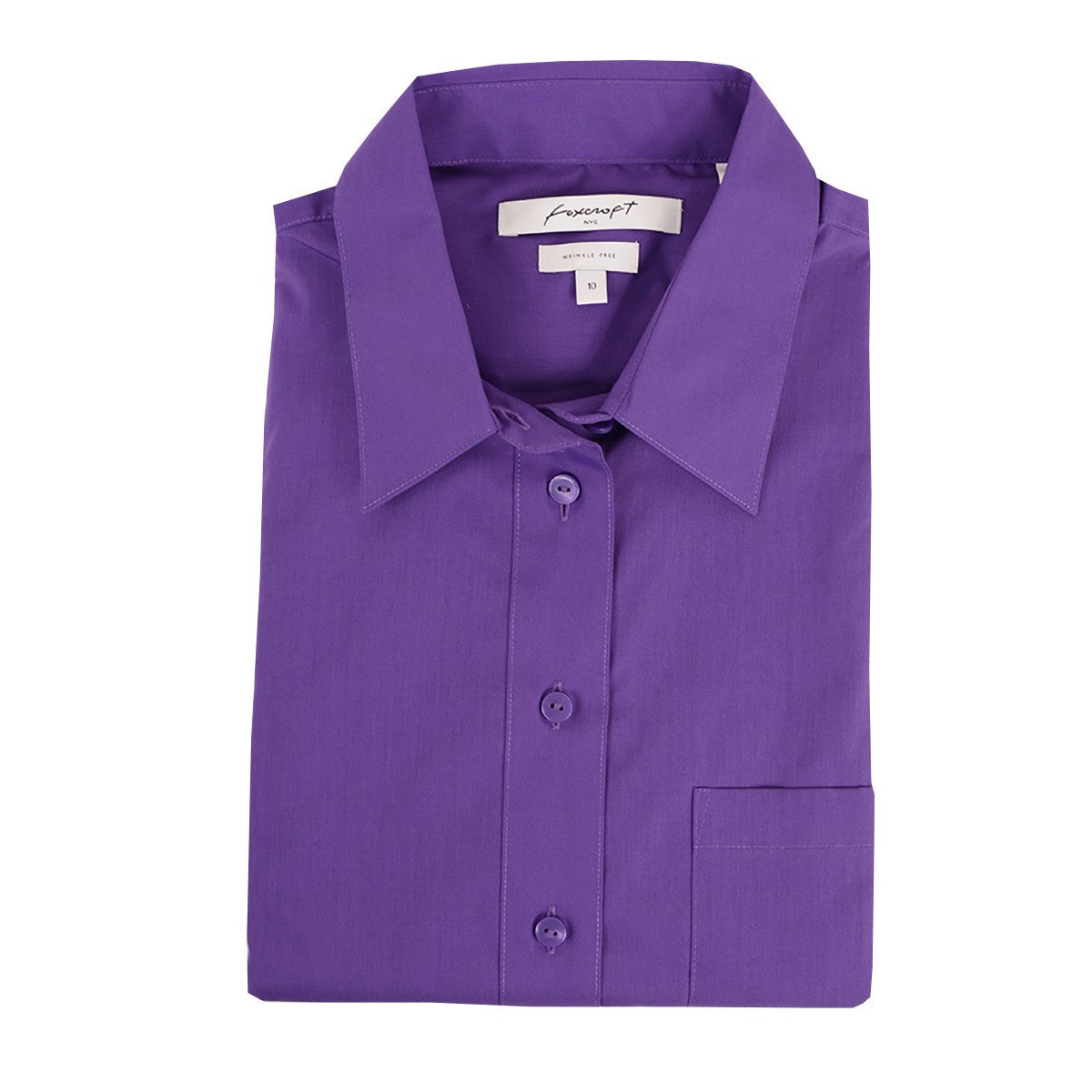 Foxcroft Long Sleeve CVC Solid Prism Violet Shirt (105105)