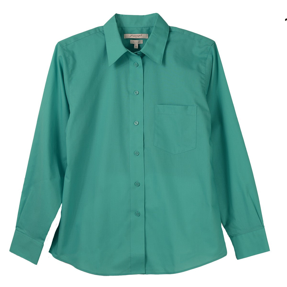 Foxcroft Plus Long Sleeve CVC Solid Atlantis Shirt
