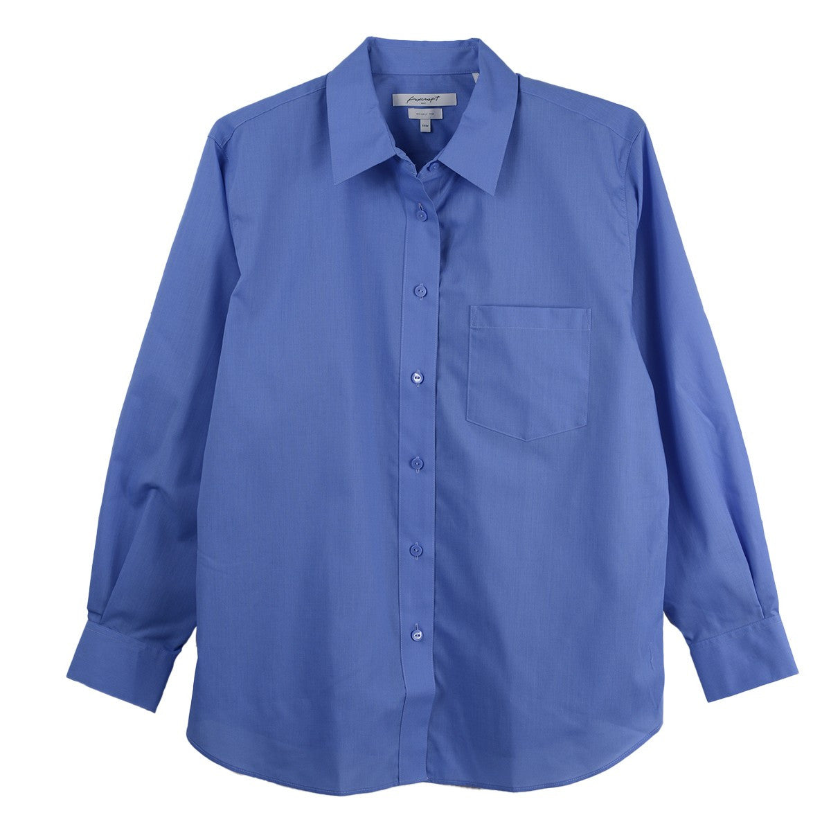 Foxcroft Plus Long Sleeve CVC Solid Wedgwood Shirt