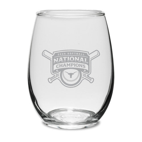 Texas Longhorn Softball 2025 National Champions Stemless Wine Glass