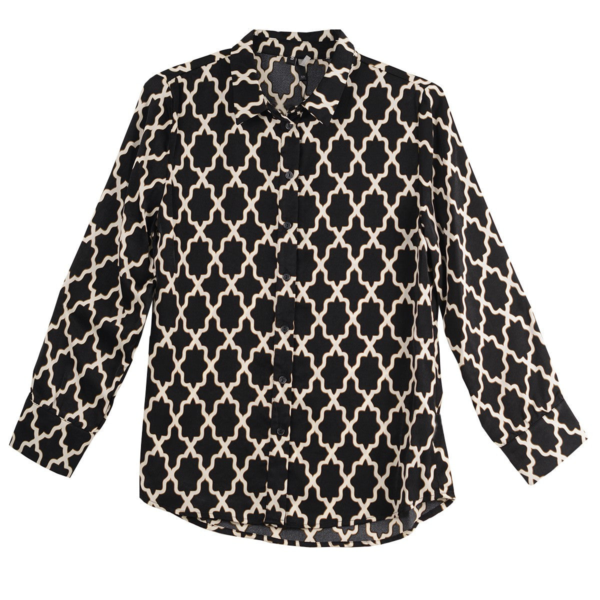 Ravel Print Button Front Shirt (BLK/IVRY)