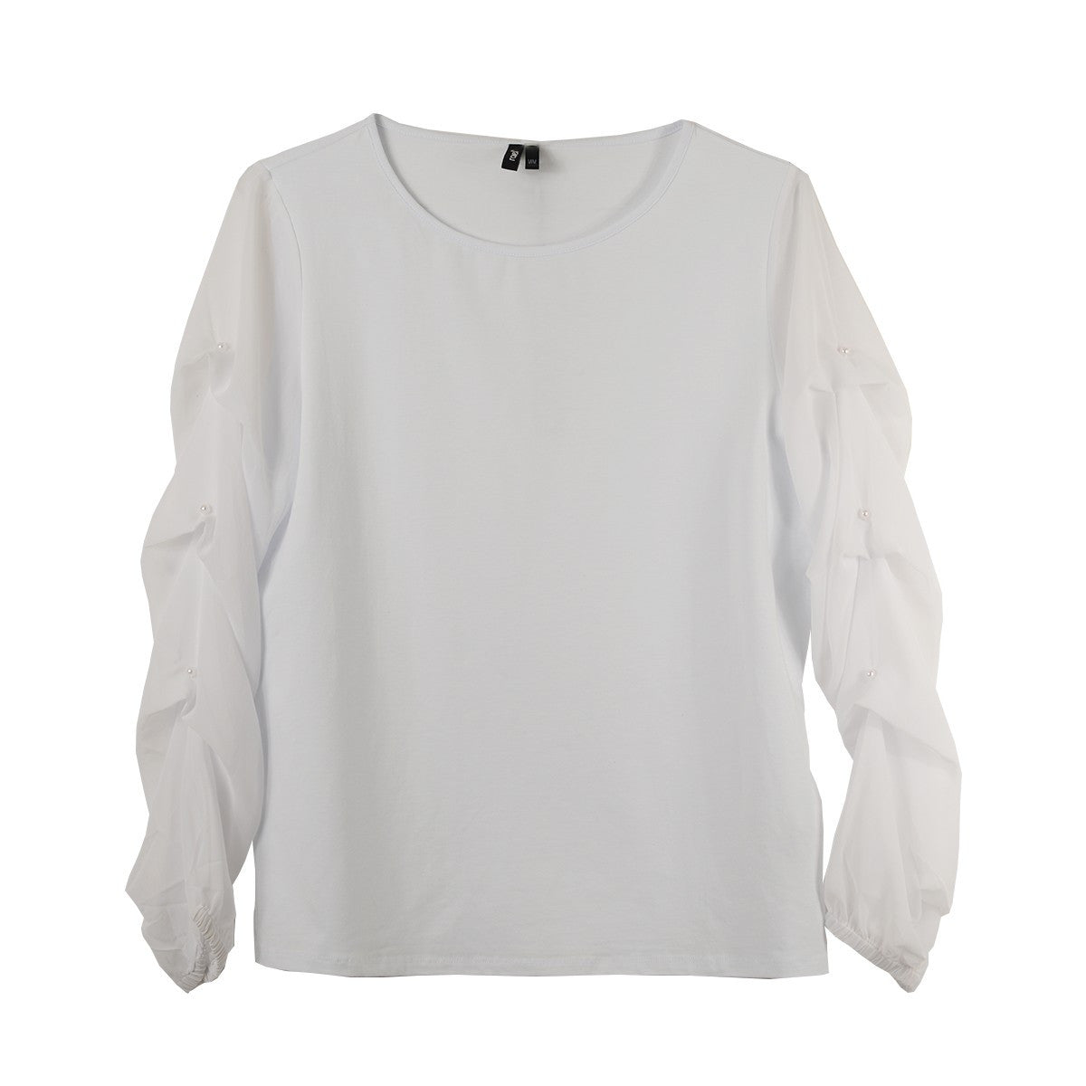 Ravel Cascading Gathered Sleeves with Pearl Detailing Top (2 Colors)