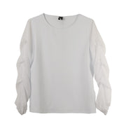 Ravel Cascading Gathered Sleeves with Pearl Detailing Top (2 Colors)
