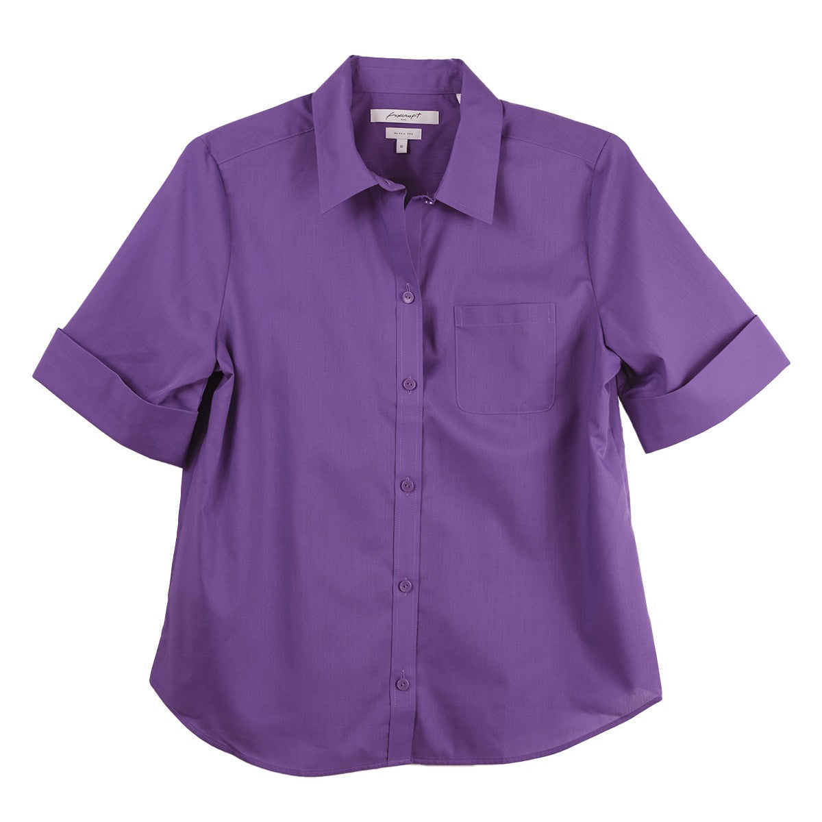 Foxcroft Plus Elbow Sleeve CVC Solid Purple Clover Shirt
