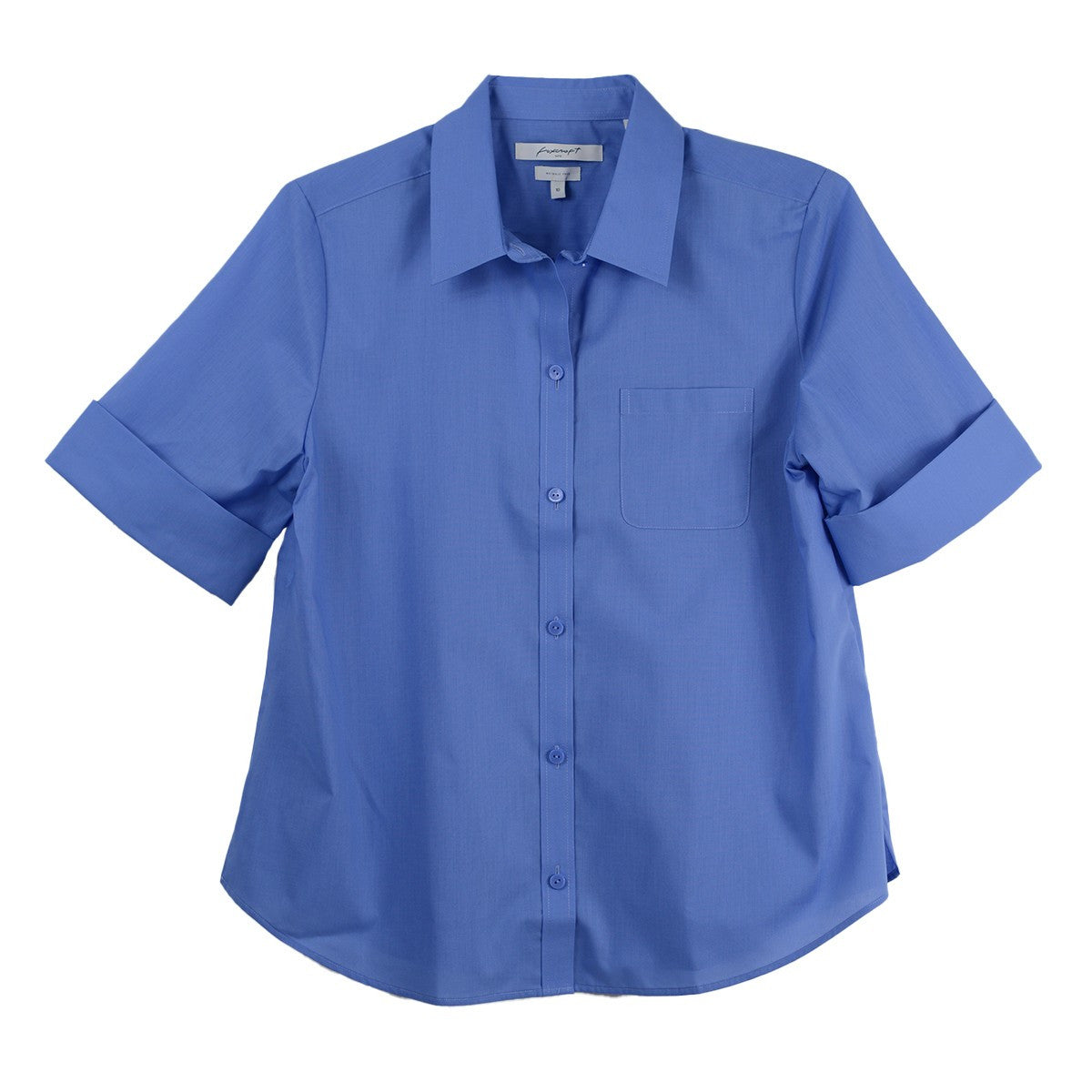 Foxcroft Plus Elbow Sleeve CVC Solid Wedgewood Shirt (204006)