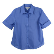 Foxcroft Plus Elbow Sleeve CVC Solid Wedgewood Shirt (204006)