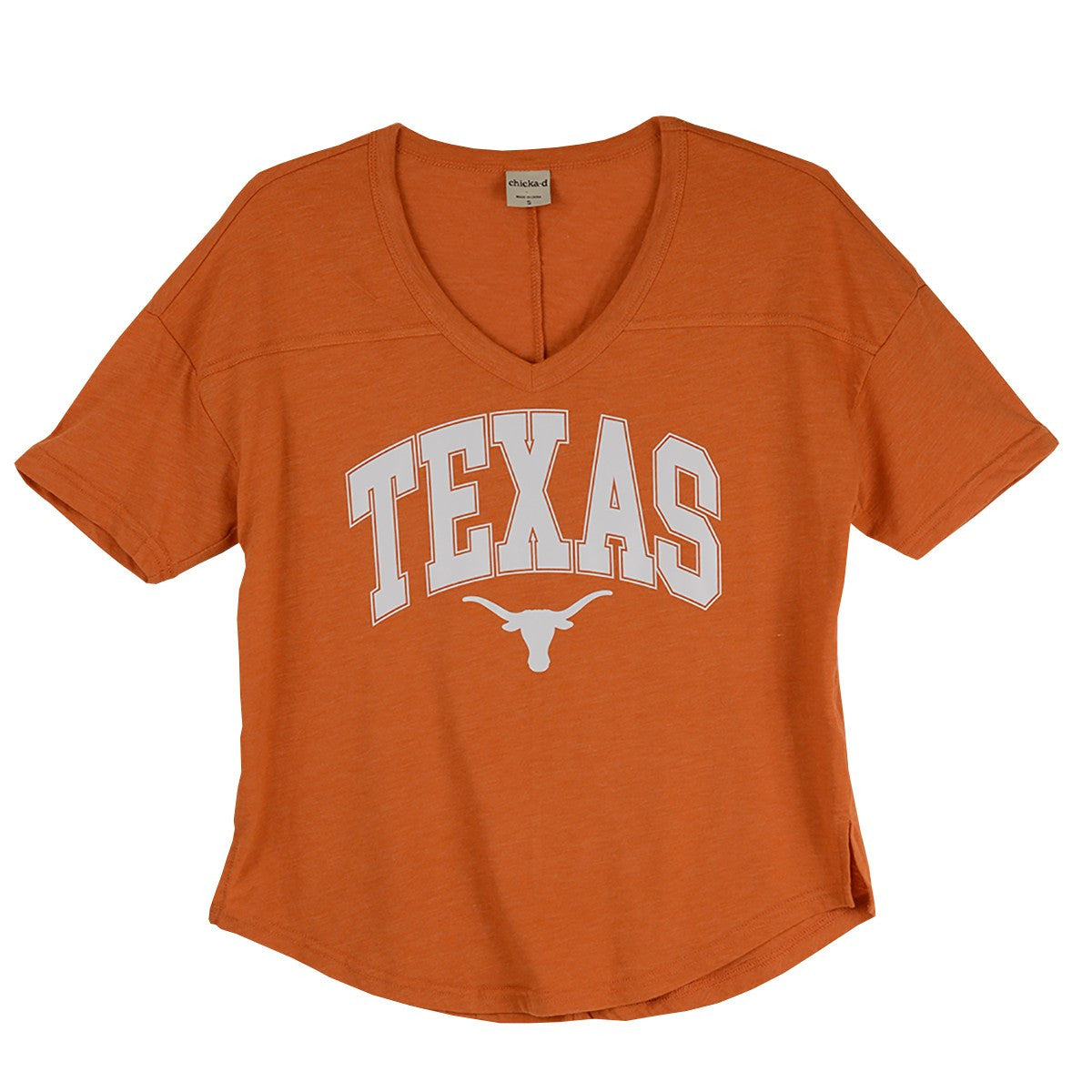 Texas Longhorn Screen Logo V-Neck Jersey Tee (2109-02)
