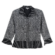 Habitat Crinkle Crepe Bud Floral Flounce Shirt (BLK)