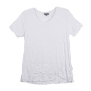 Shana Crinkle Solid White Cap Sleeve Top